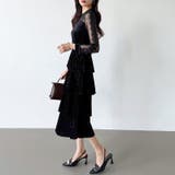 ティアードベロアワンピース パーティードレス 結婚式 | COCOMOMO | 詳細画像3