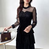 ティアードベロアワンピース パーティードレス 結婚式 | COCOMOMO | 詳細画像8