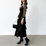 ティアードベロアワンピース パーティードレス 結婚式 | COCOMOMO | 詳細画像23