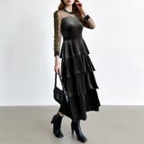 ティアードベロアワンピース パーティードレス 結婚式 | COCOMOMO | 詳細画像24