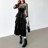 ティアードベロアワンピース パーティードレス 結婚式 | COCOMOMO | 詳細画像26