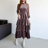 ティアードベロアワンピース パーティードレス 結婚式 | COCOMOMO | 詳細画像40