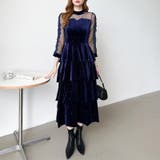 ティアードベロアワンピース パーティードレス 結婚式 | COCOMOMO | 詳細画像52