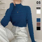 ギャザーニット ハイネック シャーリングニット | COCOMOMO | 詳細画像1