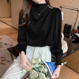 ブラウス 金ボタン付きドレープブラウス オフィス | COCOMOMO | 詳細画像13