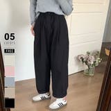ブラック | ワイドパンツ タックワイドパンツ 韓国ファッション | COCOMOMO