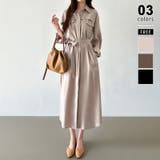 ベージュ | シャツワンピース きれいめワンピース オフィスカジュアル | COCOMOMO