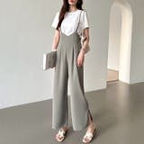 サロペットパンツ サイドスリット ワイドパンツ | COCOMOMO | 詳細画像13 