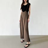 サロペットパンツ サイドスリット ワイドパンツ | COCOMOMO | 詳細画像1 