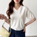 vネックニット 半袖ニット オフィスカジュアル | COCOMOMO | 詳細画像10 