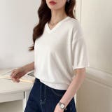 vネックニット 半袖ニット オフィスカジュアル | COCOMOMO | 詳細画像16 