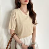 vネックニット 半袖ニット オフィスカジュアル | COCOMOMO | 詳細画像18 