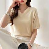 vネックニット 半袖ニット オフィスカジュアル | COCOMOMO | 詳細画像19 