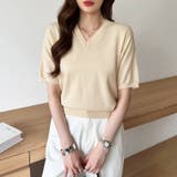 vネックニット 半袖ニット オフィスカジュアル | COCOMOMO | 詳細画像21 