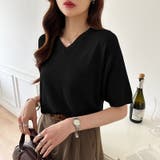 vネックニット 半袖ニット オフィスカジュアル | COCOMOMO | 詳細画像23 