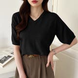 vネックニット 半袖ニット オフィスカジュアル | COCOMOMO | 詳細画像24 