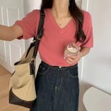 vネックニット 半袖ニット オフィスカジュアル | COCOMOMO | 詳細画像32 