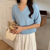 vネックニット 半袖ニット オフィスカジュアル | COCOMOMO | 詳細画像40 