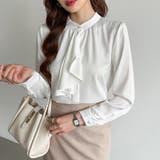 ボウタイブラウス スカーフタイブラウス オフィスカジュアル | COCOMOMO | 詳細画像15 