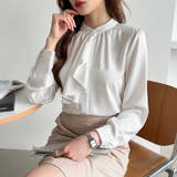 ボウタイブラウス スカーフタイブラウス オフィスカジュアル | COCOMOMO | 詳細画像19 