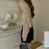 ざっくり透かし編み メッシュトップス レースアップショートカーディガン | COCOMOMO | 詳細画像14 