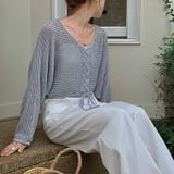 ざっくり透かし編み メッシュトップス レースアップショートカーディガン | COCOMOMO | 詳細画像18 