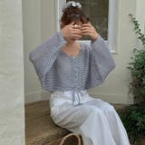 ざっくり透かし編み メッシュトップス レースアップショートカーディガン | COCOMOMO | 詳細画像19 