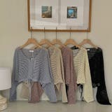 ざっくり透かし編み メッシュトップス レースアップショートカーディガン | COCOMOMO | 詳細画像23 