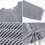 ざっくり透かし編み メッシュトップス レースアップショートカーディガン | COCOMOMO | 詳細画像25 