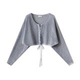 ざっくり透かし編み メッシュトップス レースアップショートカーディガン | COCOMOMO | 詳細画像28 