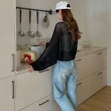 ざっくり透かし編み メッシュトップス レースアップショートカーディガン | COCOMOMO | 詳細画像3 