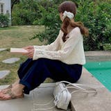 ざっくり透かし編み メッシュトップス レースアップショートカーディガン | COCOMOMO | 詳細画像6 