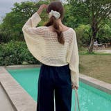 ざっくり透かし編み メッシュトップス レースアップショートカーディガン | COCOMOMO | 詳細画像7 