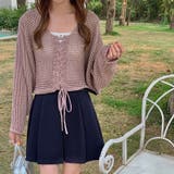 ざっくり透かし編み メッシュトップス レースアップショートカーディガン | COCOMOMO | 詳細画像8 