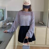 透かし編みショートニット メッシュトップス ボリューム袖 | COCOMOMO | 詳細画像10