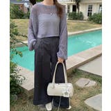 透かし編みショートニット メッシュトップス ボリューム袖 | COCOMOMO | 詳細画像12