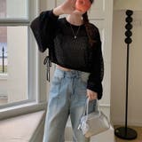 透かし編みショートニット メッシュトップス ボリューム袖 | COCOMOMO | 詳細画像15