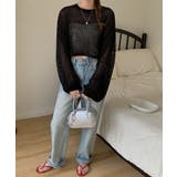 透かし編みショートニット メッシュトップス ボリューム袖 | COCOMOMO | 詳細画像16