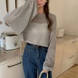 透かし編みショートニット メッシュトップス ボリューム袖 | COCOMOMO | 詳細画像17