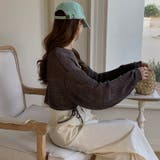 透かし編みショートニット メッシュトップス ボリューム袖 | COCOMOMO | 詳細画像2