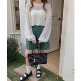 透かし編みショートニット メッシュトップス ボリューム袖 | COCOMOMO | 詳細画像7