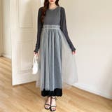 チュールワンピース レイヤードシアーワンピース ロングワンピース | COCOMOMO | 詳細画像10 