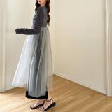 チュールワンピース レイヤードシアーワンピース ロングワンピース | COCOMOMO | 詳細画像11 