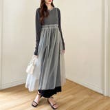 チュールワンピース レイヤードシアーワンピース ロングワンピース | COCOMOMO | 詳細画像12 