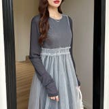 チュールワンピース レイヤードシアーワンピース ロングワンピース | COCOMOMO | 詳細画像13 