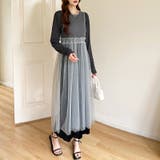 チュールワンピース レイヤードシアーワンピース ロングワンピース | COCOMOMO | 詳細画像15 