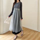 チュールワンピース レイヤードシアーワンピース ロングワンピース | COCOMOMO | 詳細画像16 
