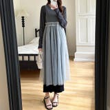 チュールワンピース レイヤードシアーワンピース ロングワンピース | COCOMOMO | 詳細画像17 