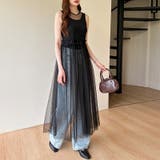 チュールワンピース レイヤードシアーワンピース ロングワンピース | COCOMOMO | 詳細画像3 