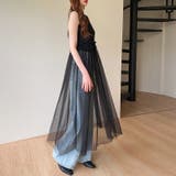 チュールワンピース レイヤードシアーワンピース ロングワンピース | COCOMOMO | 詳細画像4 